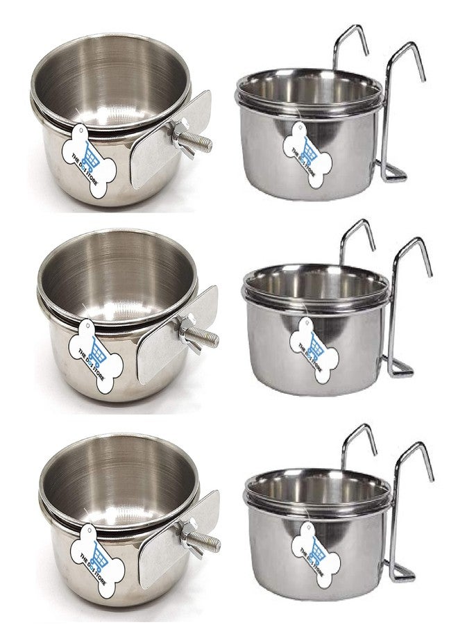 THE DDS STORE Parrot Food Water Bowls,Bird Feeding Dish Cups Set,Stainless Steel Pet Hanging Bowl,Bird Cage Water Bowl for Small Animal,Cockatiel Parakeet Lovebird Chinchilla (150.ml Clamp + Hook Holder, Pack of 6) - Image 4